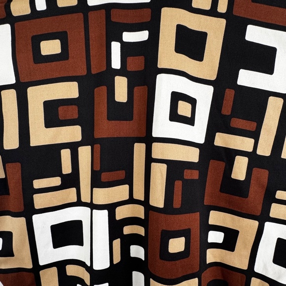 Vintage Retro Art Deco 70's Style Y2K Shirt Tie/Belt 3/4 Sleeves Brown Size XS - Picture 7 of 12